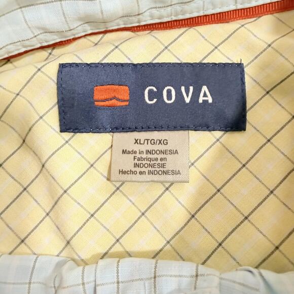 Cova Shirt Mens XL Blue Plaid Grid Short Sleeve Button Front Casual Checked - Picture 3 of 8